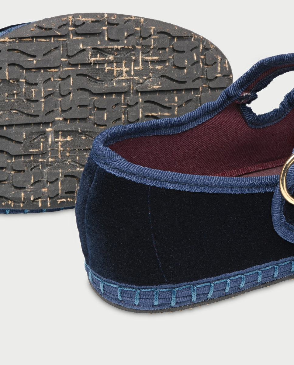 Merceditas de mujer terciopelo matilda - Flabelus - Azul marino Azul marino-4
