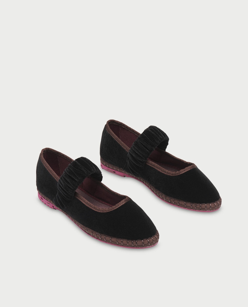 Merceditas Mafalda de mujer en terciopelo - Flabelus - Negro mate Negro mate-3