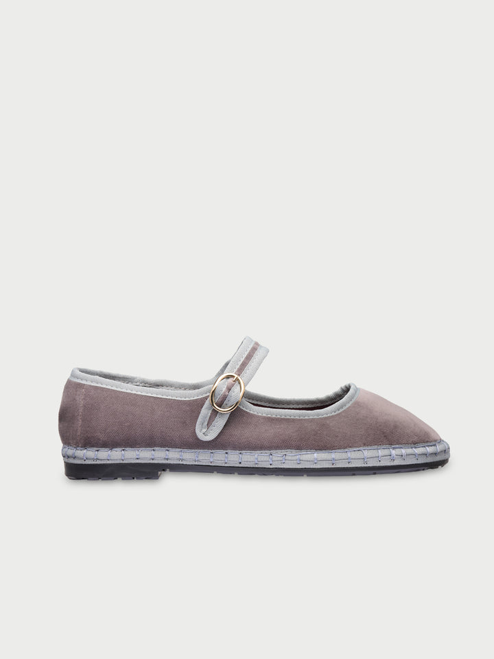 Merceditas de mujer en terciopelo - Flabelus - Gris Gris-1