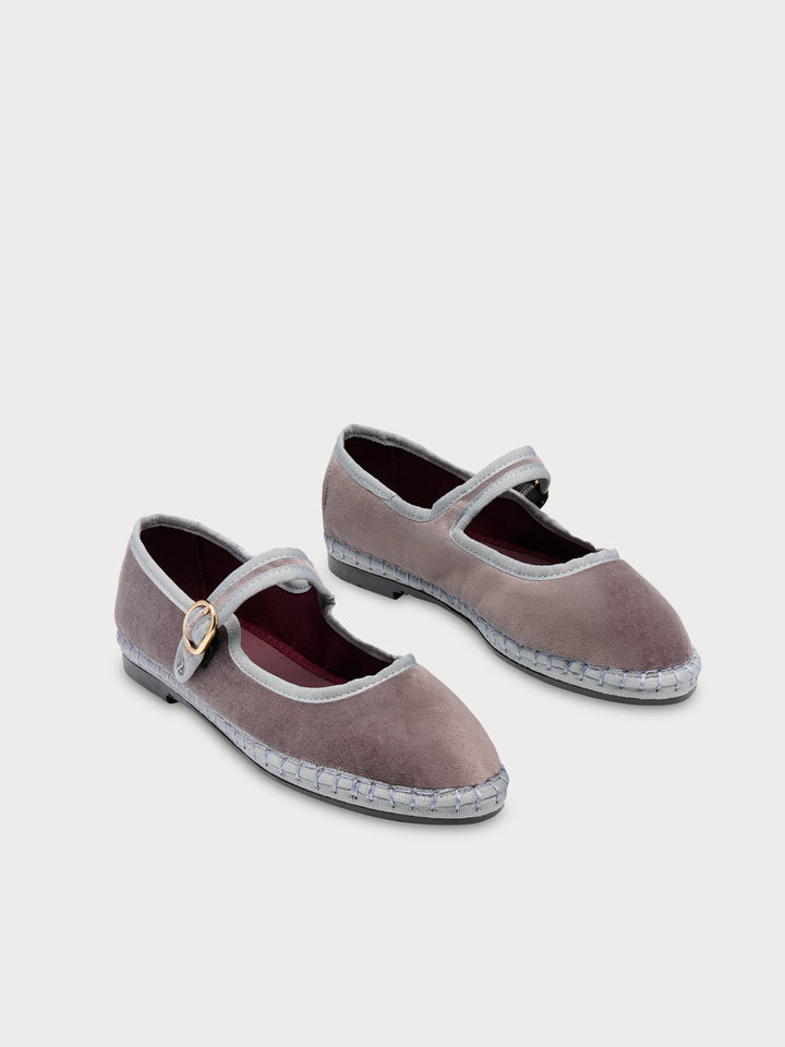 Merceditas de mujer en terciopelo - Flabelus - Gris Gris-2