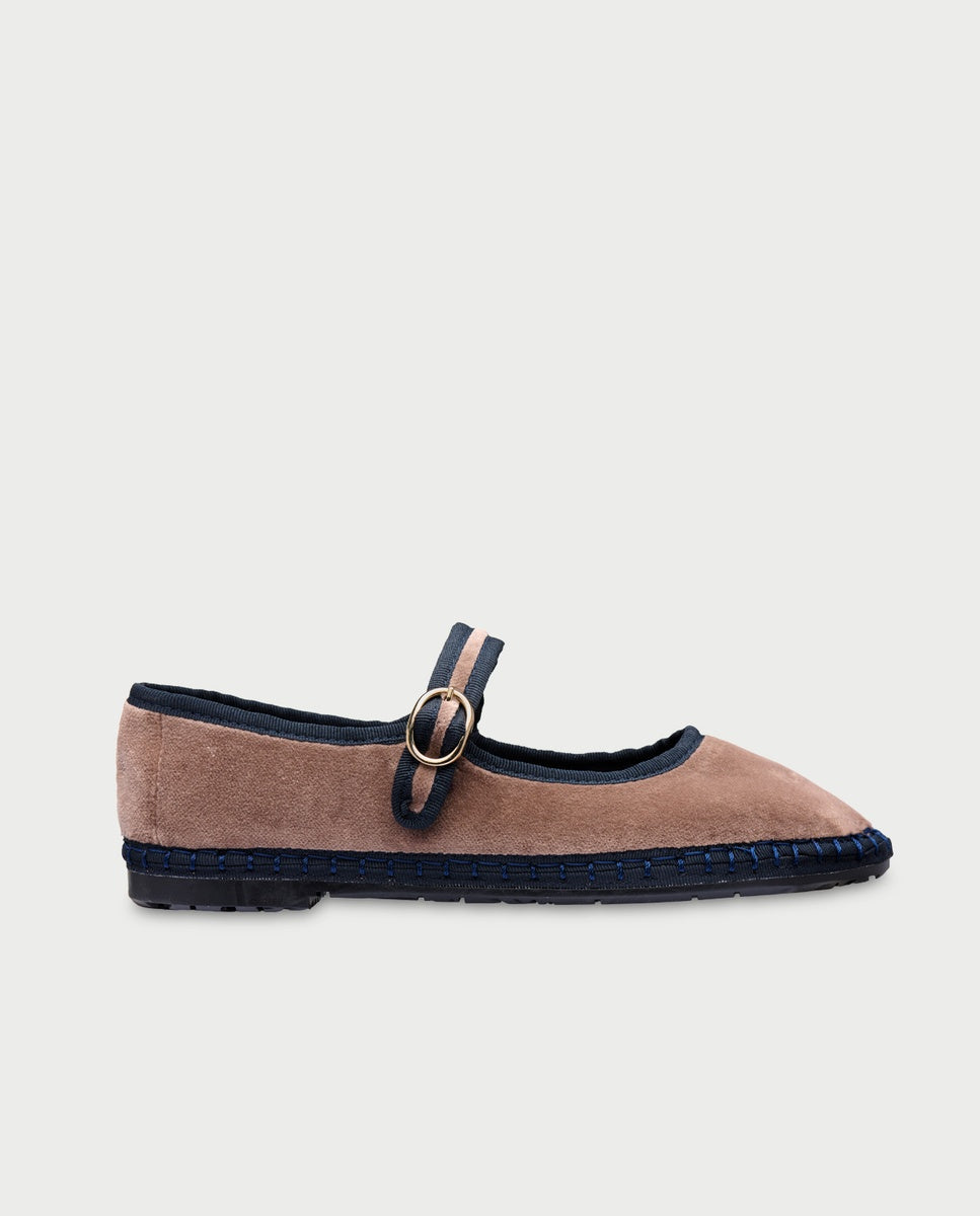 Merceditas de mujer en terciopelo eneas - Flabelus - Beige Beige-1