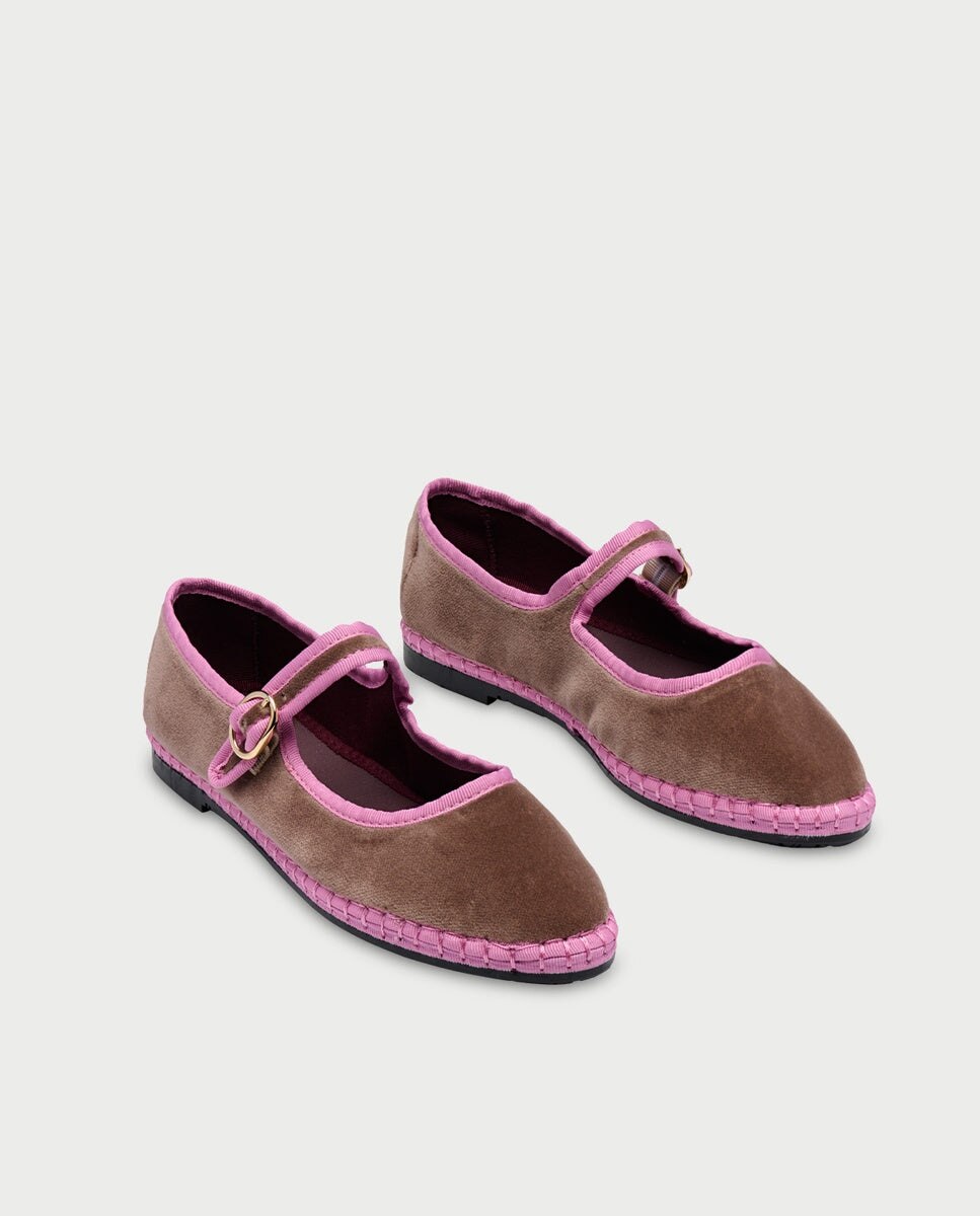 Merceditas de mujer en terciopelo odiseo - Flabelus - Beige Beige-2