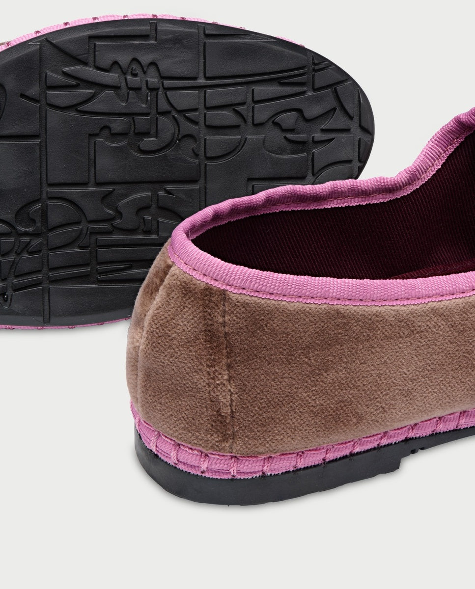 Merceditas de mujer en terciopelo odiseo - Flabelus - Beige Beige-4