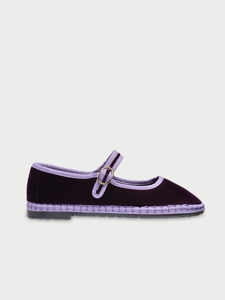 Merceditas de mujer en terciopelo - Flabelus - Fucsia Fucsia-1