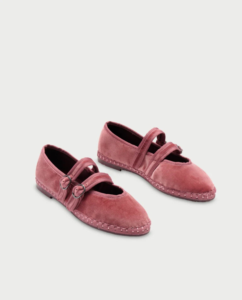 Bailarina Terciopelo Mujer - Flabelus - Rosa Rosa-3