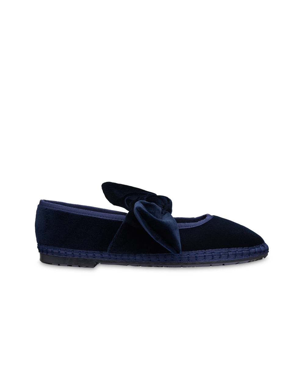 Merceditas de mujer en terciopelo - Flabelus - Azul oscuro Azul oscuro-1