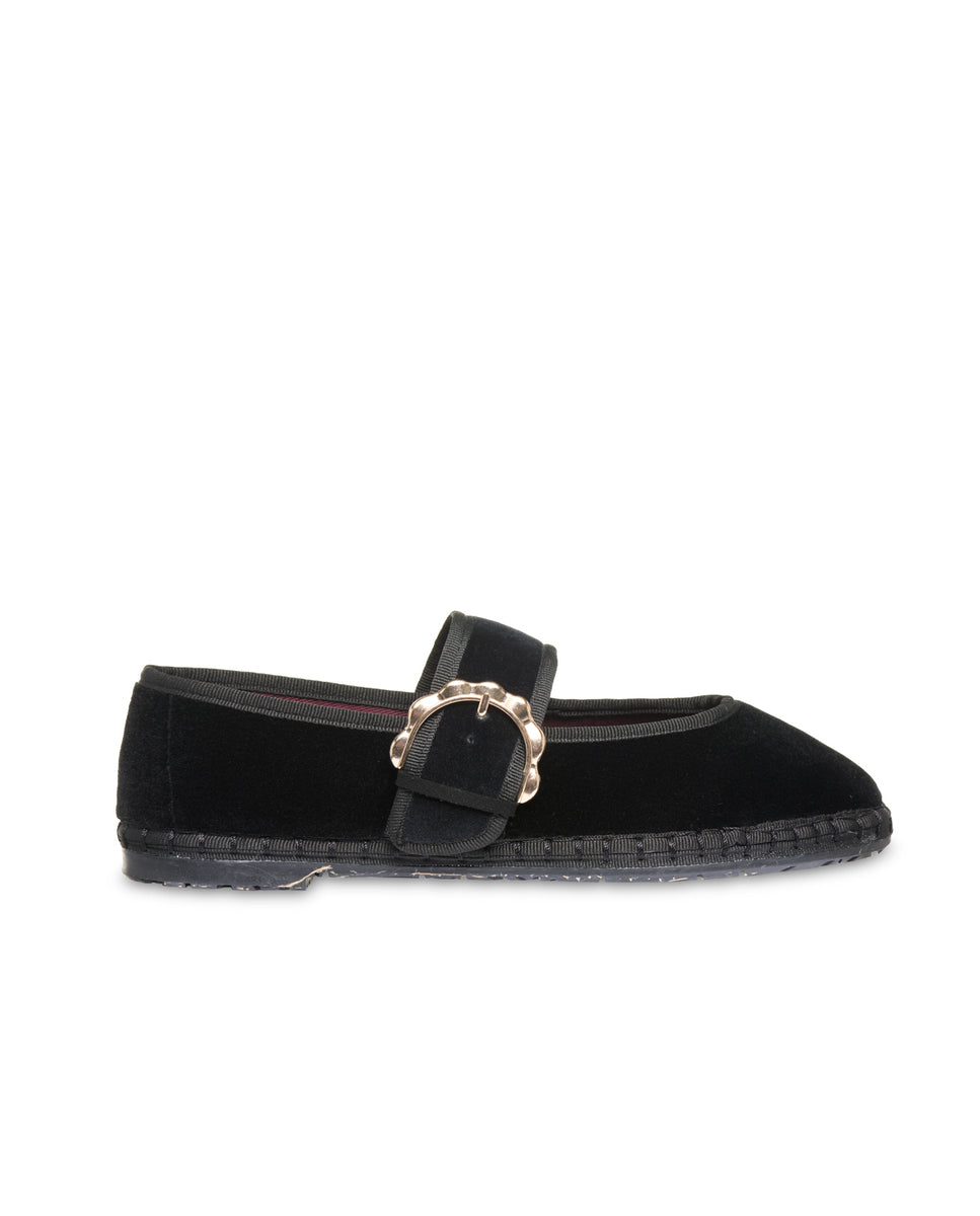 Merceditas de mujer en terciopelo - Flabelus - Negro Negro-1