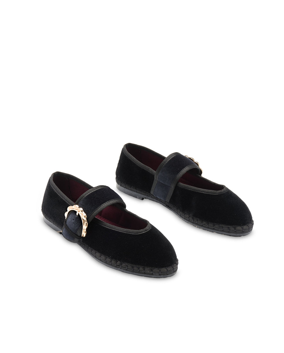 Merceditas de mujer en terciopelo - Flabelus - Negro Negro-3