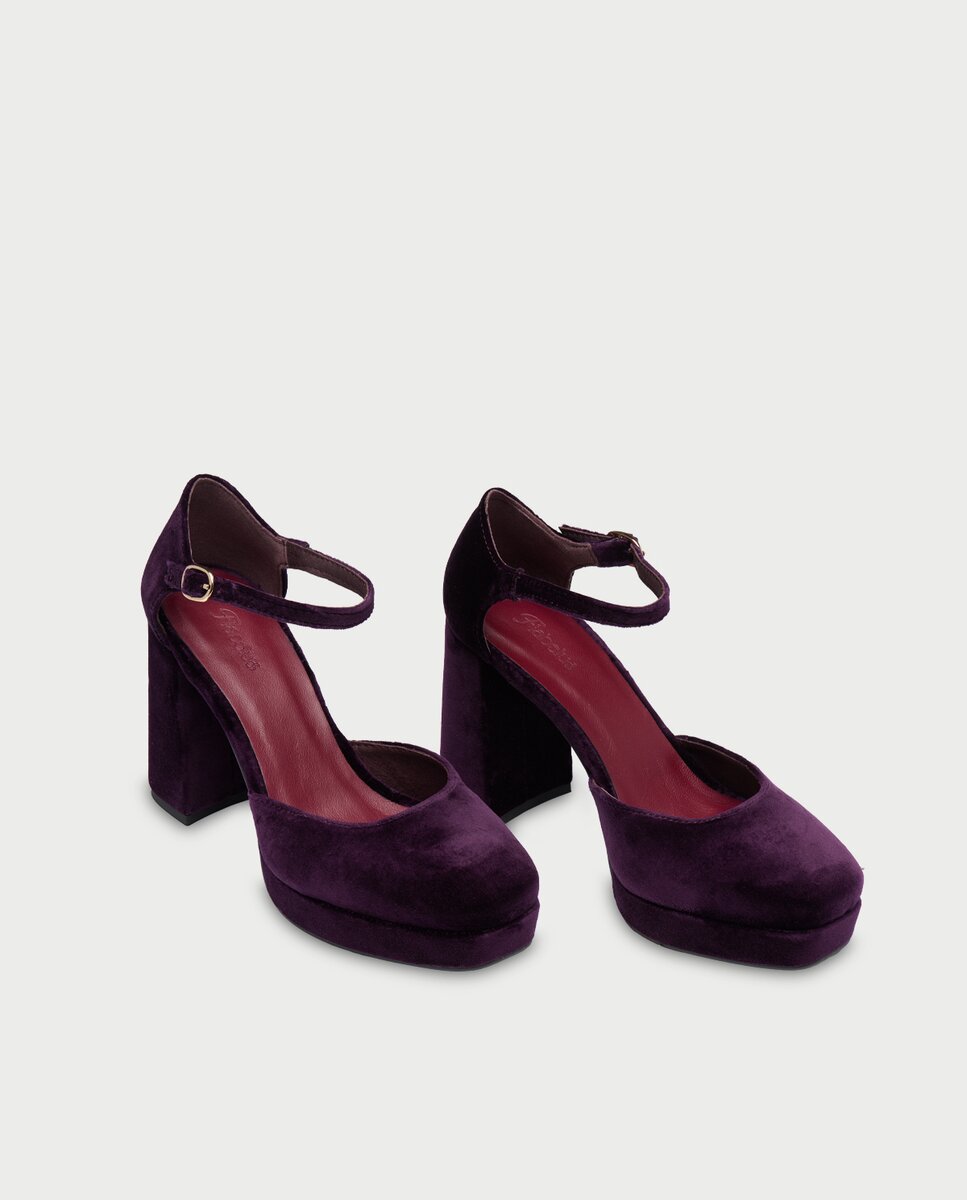 Tacones de mujer en terciopelo - Flabelus - Berenjena Berenjena-3