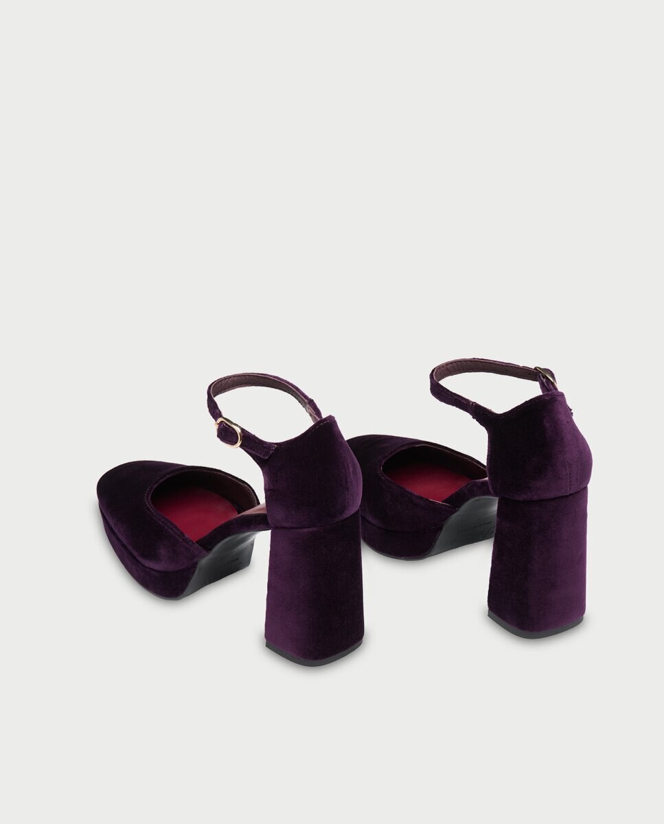 Tacones de mujer en terciopelo - Flabelus - Berenjena Berenjena-2