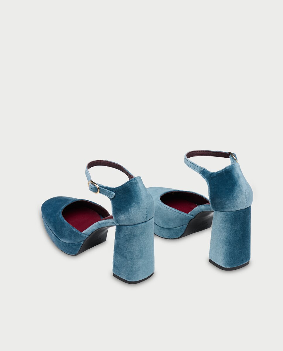 Tacones de mujer en terciopelo - Flabelus - Azul Azul-3