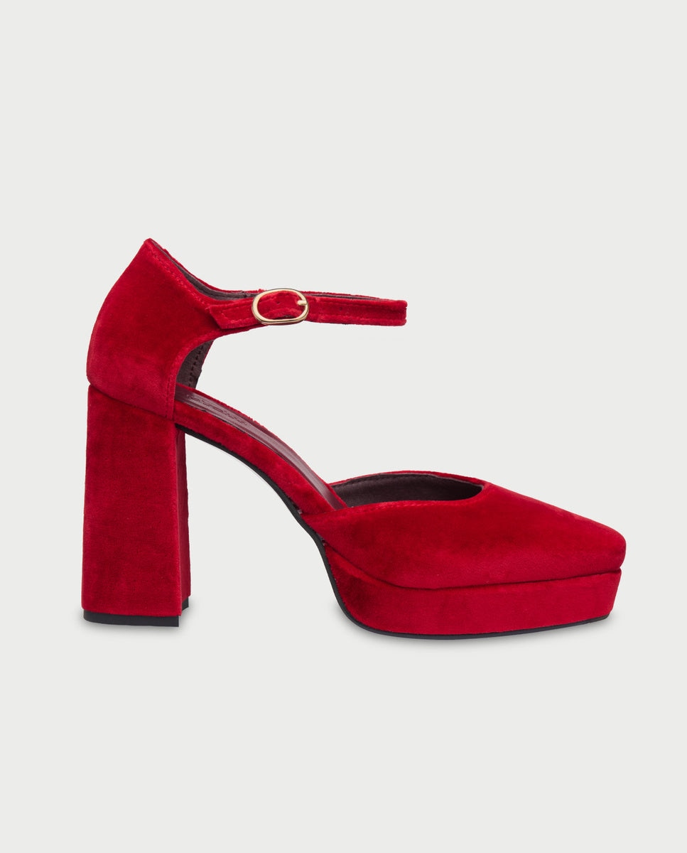 Imagen 1 de Tacones de mujer en terciopelo Rojo