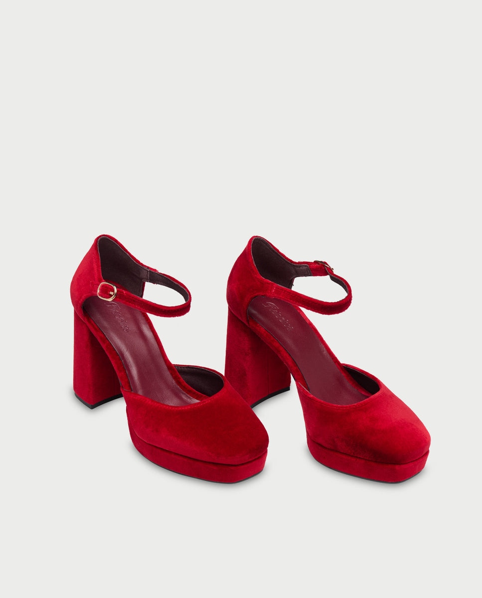 Imagen 5 de Tacones de mujer en terciopelo - Flabelus - Rojo Rojo