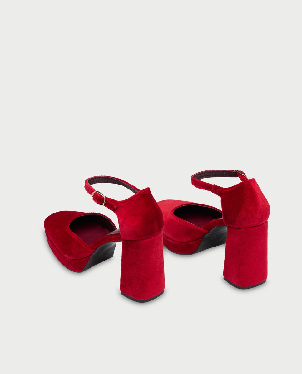 Imagen 4 de Tacones de mujer en terciopelo - Flabelus - Rojo Rojo