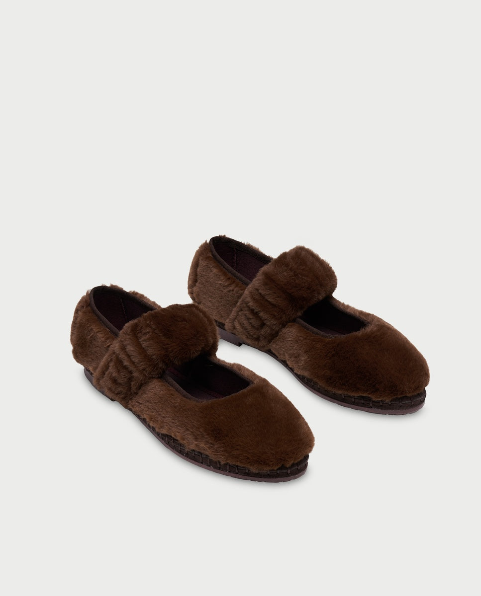Merceditas de mujer en terciopelo mafalda fur - Flabelus - Marrón Marrón-2