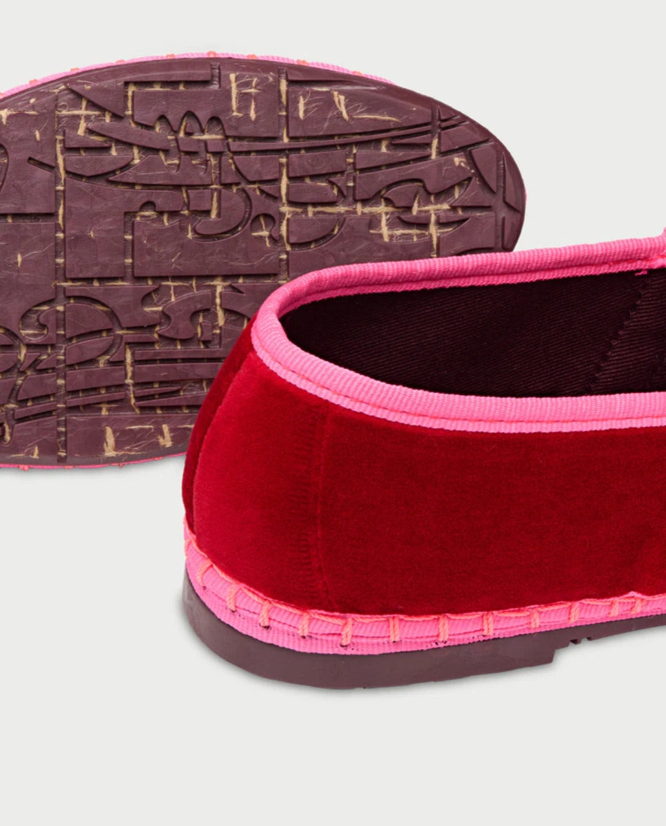 Bailarina Terciopelo Mujer - Flabelus - Rojo / Gris Rojo / Gris-2