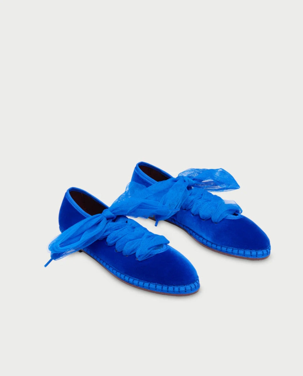 Merceditas planas de mujer en terciopelo - Flabelus - Morado Azul claro / Azul marino-3