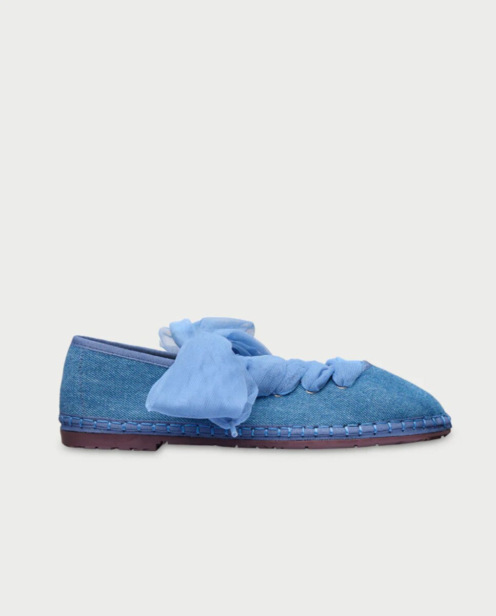 Merceditas planas de mujer en terciopelo - Flabelus - Denim Denim-1