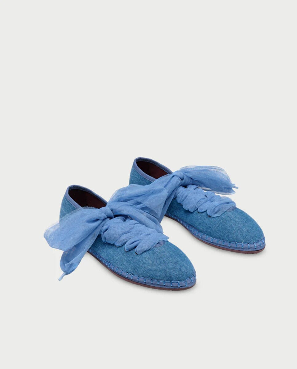 Merceditas planas de mujer en terciopelo - Flabelus - Denim Denim-3