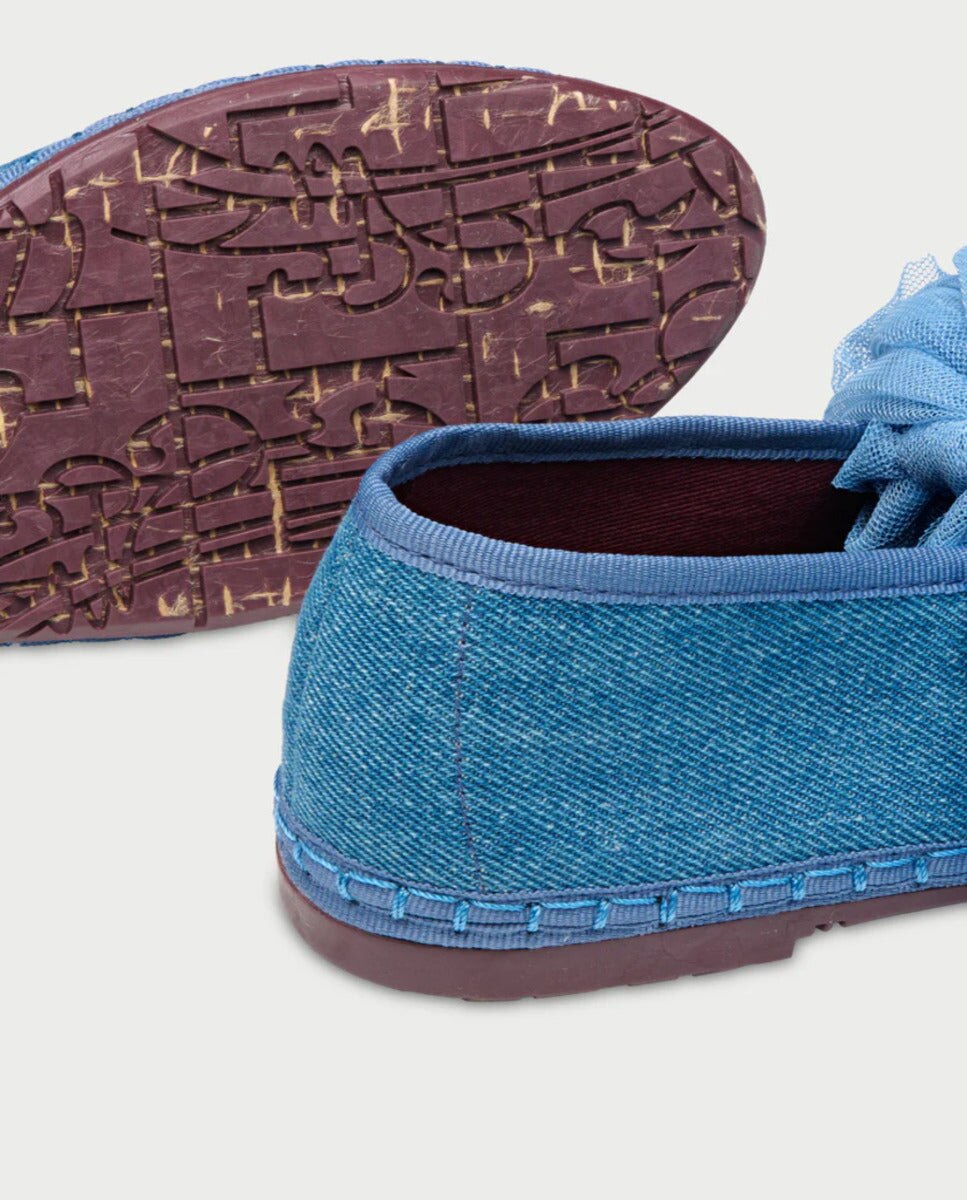 Merceditas planas de mujer en terciopelo - Flabelus - Denim Denim-2