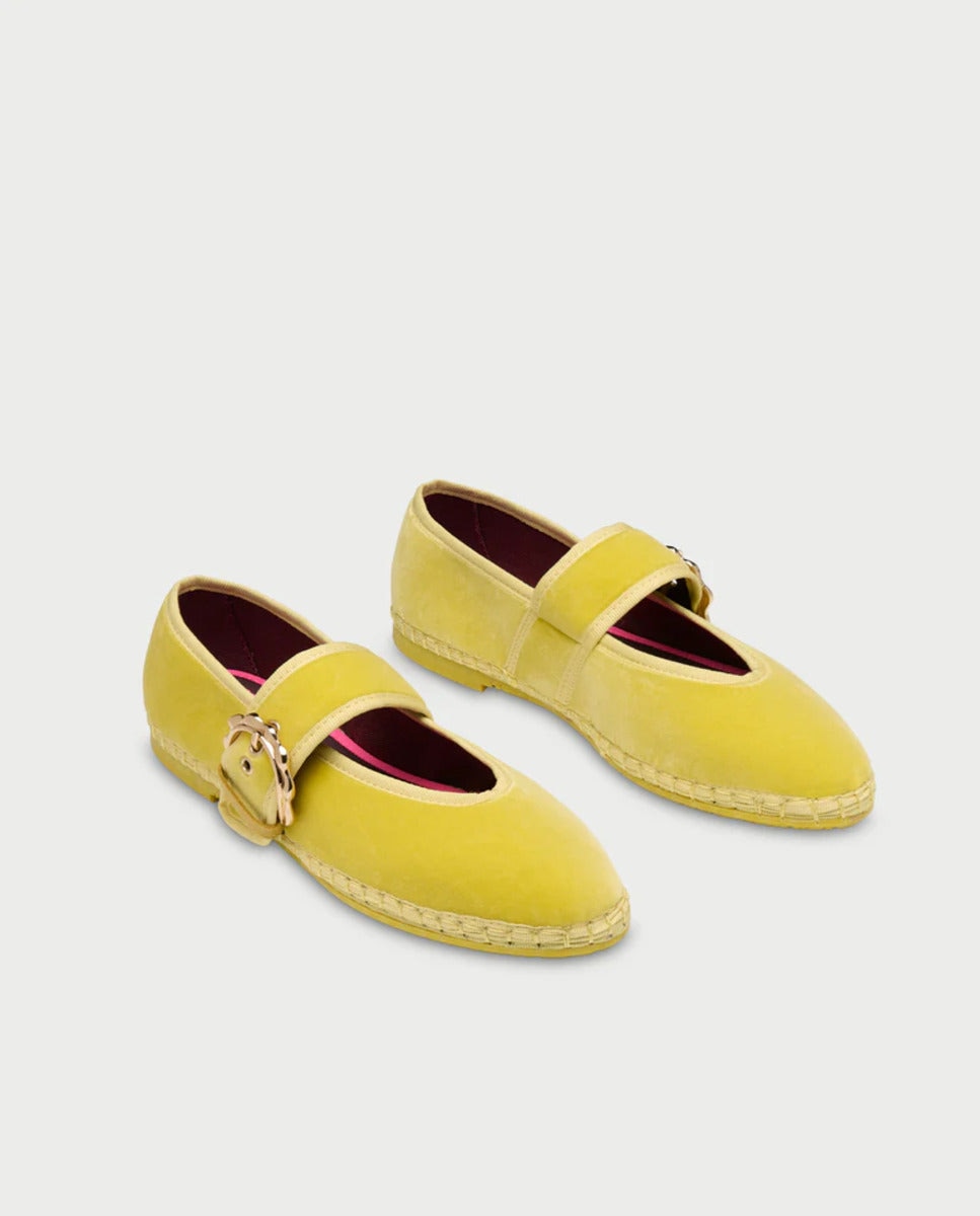 Merceditas de mujer en terciopelo - Flabelus - Amarillo Amarillo-3
