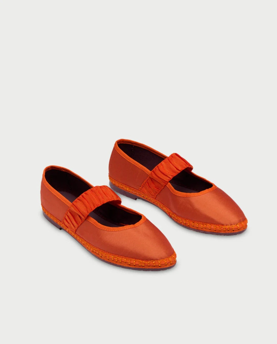 Merceditas planas de mujer en terciopelo - Flabelus - Naranja fuerte Naranja fuerte-3