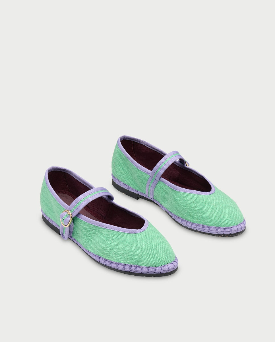 Merceditas de mujer de seda pierre linen mint - Flabelus - Verde Verde-3