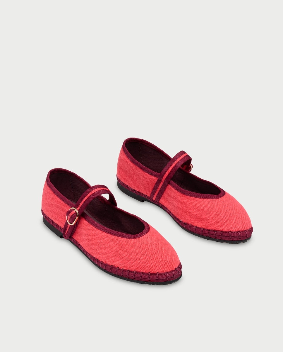Imagen 3 de Merceditas de mujer de seda pierre linen sand - Flabelus - Rojo Rojo
