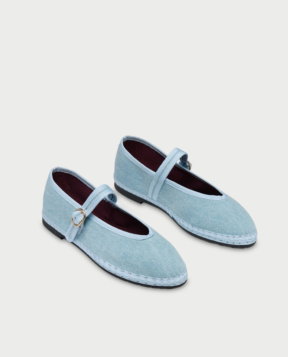 Merceditas de mujer tejido denim pierre light denim blue - Flabelus - Tejano Tejano-5