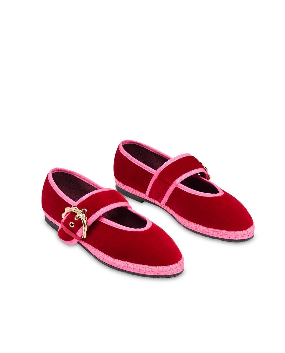 Merceditas de mujer en terciopelo - Flabelus - Rojo Rojo-3