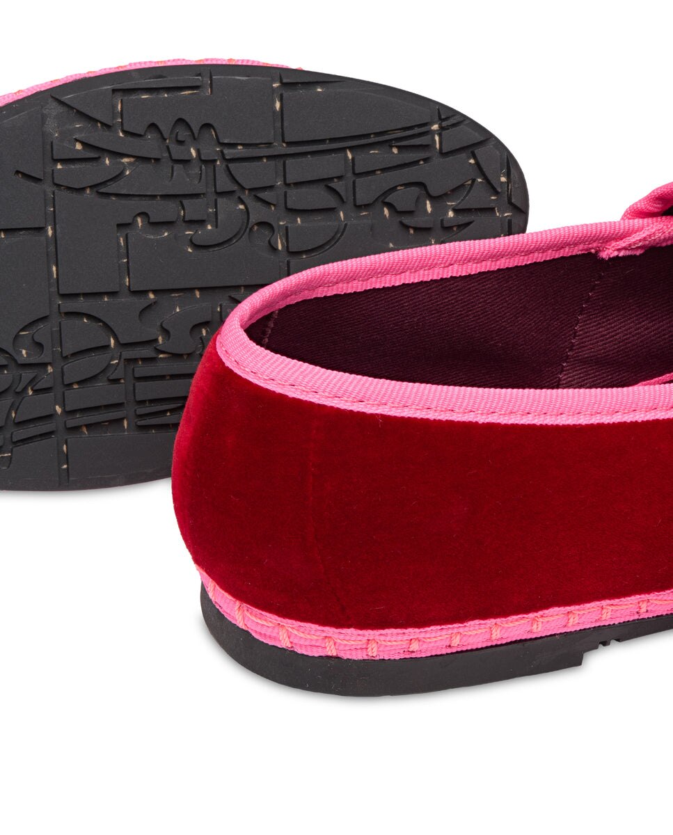 Merceditas de mujer en terciopelo - Flabelus - Rojo Rojo-2