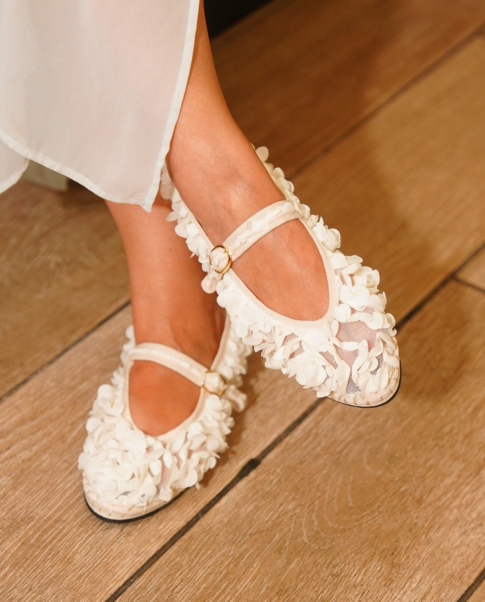 Merceditas de mujer de encaje pierre lotus white - Flabelus - Blanco Blanco-3