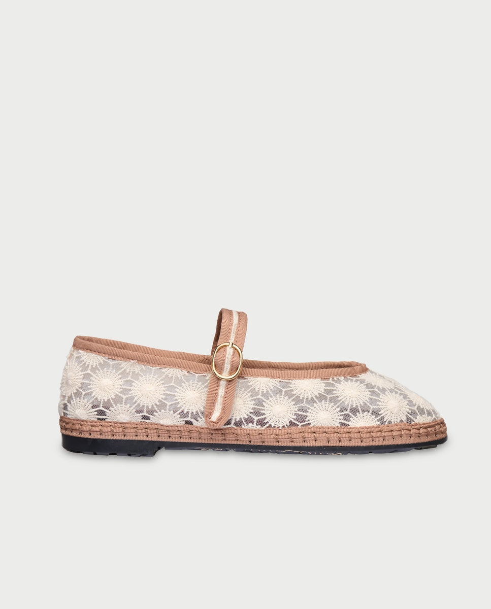 Merceditas de mujer de malla pierre sun flower - Flabelus - Blanco Blanco-1