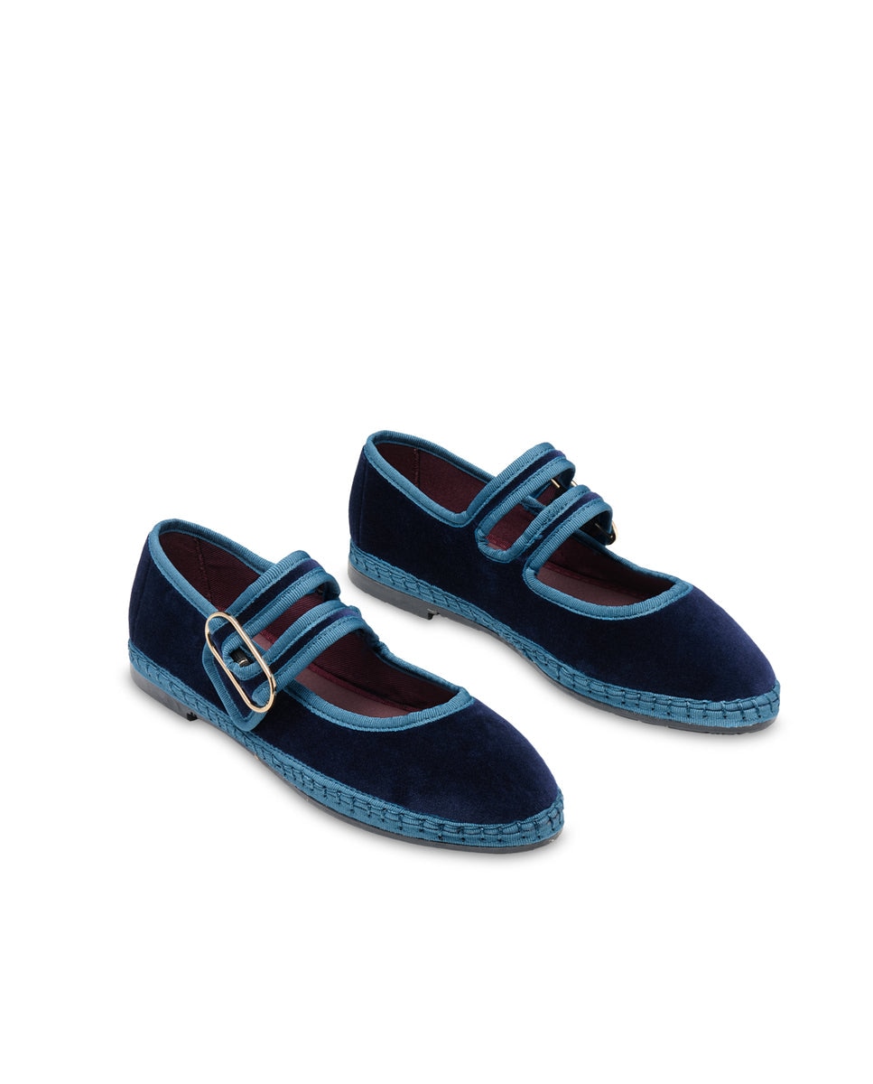 Merceditas de mujer terciopelo matilda - Flabelus - Azul Cobalto Azul Cobalto-3