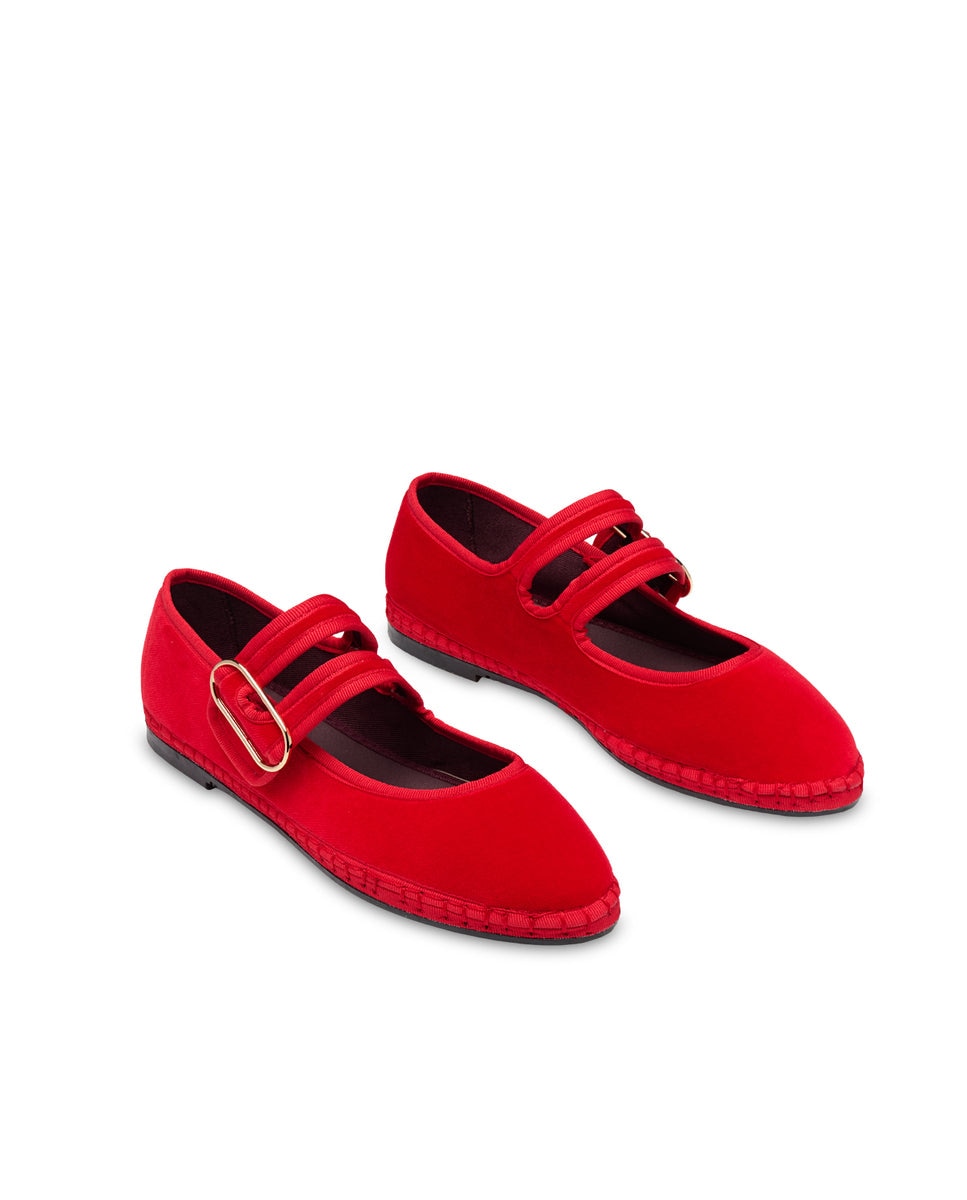 Merceditas de mujer en terciopelo - Flabelus - Rojo Rojo-3