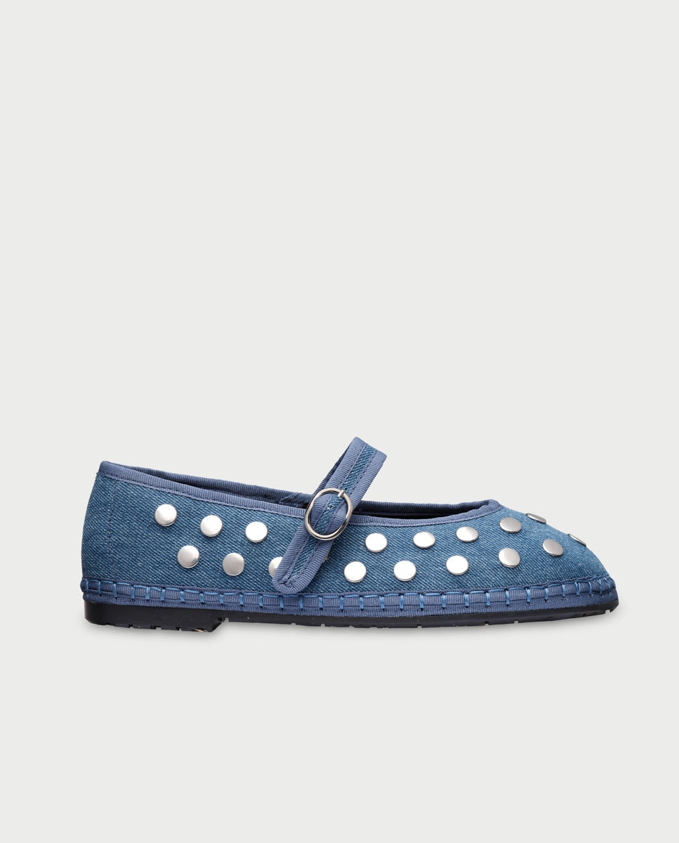 Merceditas de mujer en tejido denim mae silver - Flabelus - Tejano Tejano-1