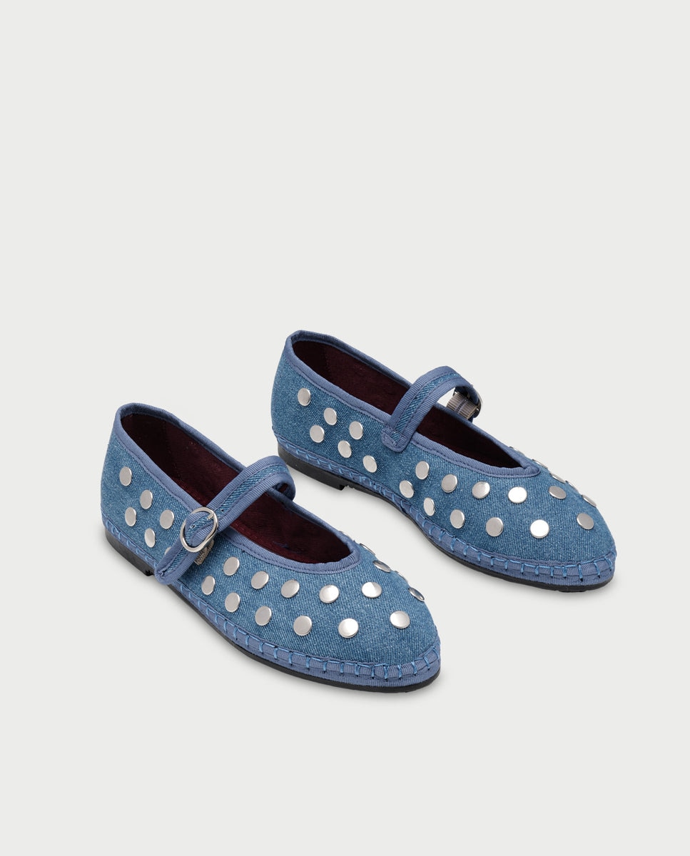 Merceditas de mujer en tejido denim mae silver - Flabelus - Tejano Tejano-3