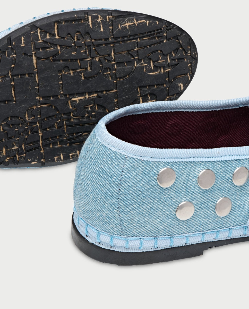 Merceditas de mujer en tejido denim mae silver - Flabelus - Azul celeste Azul celeste-4