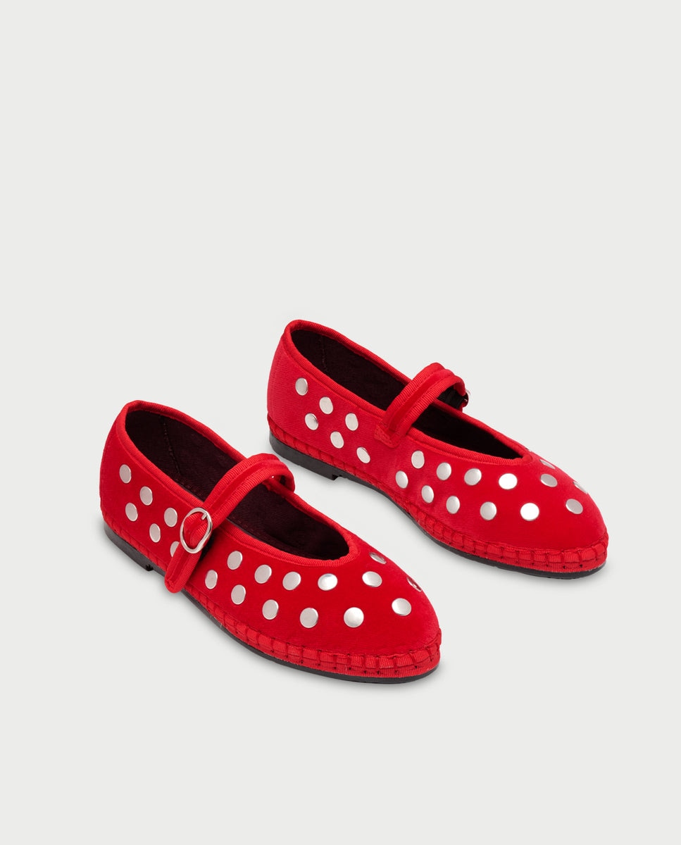 Merceditas Mae de mujer en terciopelo - Flabelus - Rojo Metálico Rojo Metálico-3