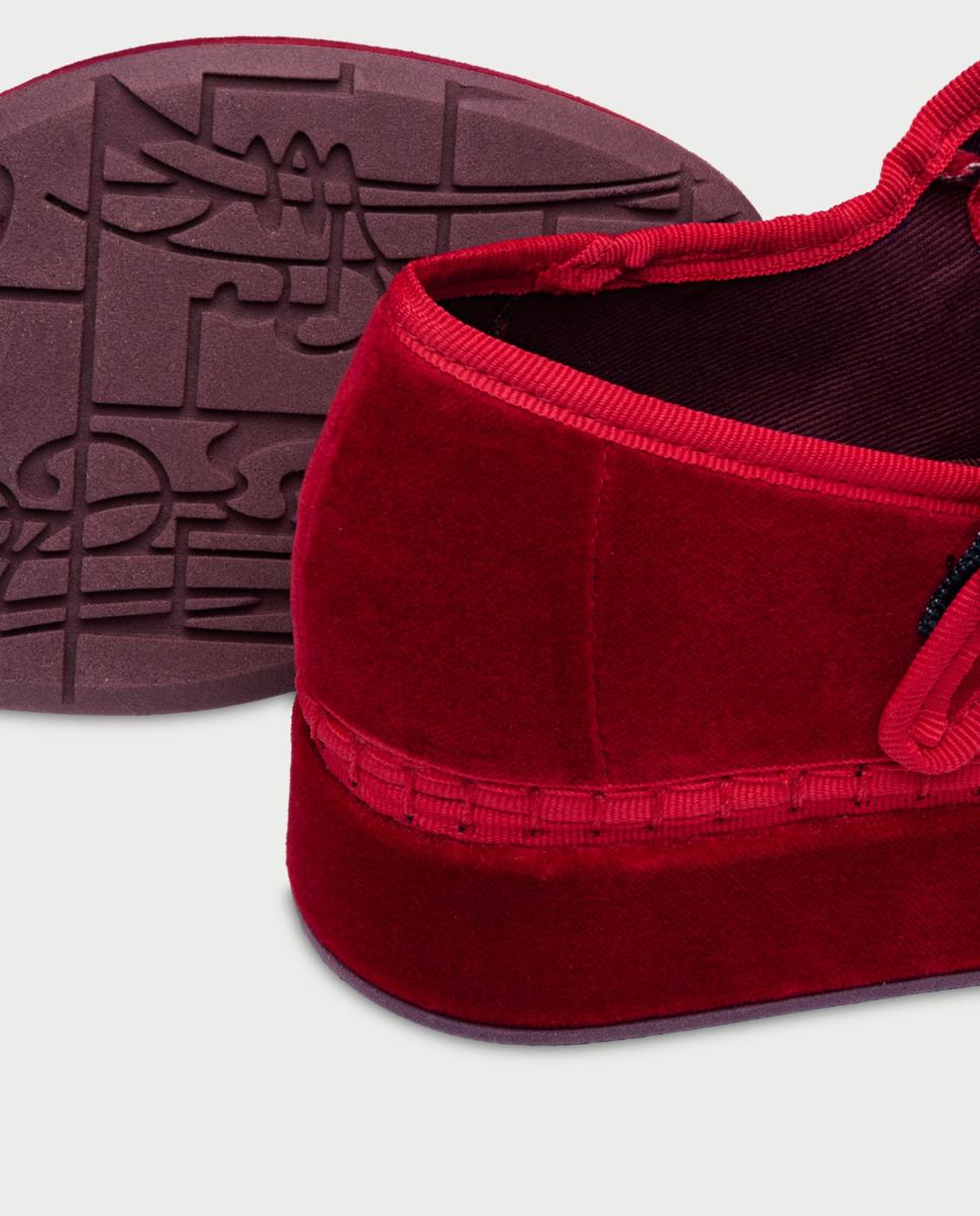 Merceditas de mujer en terciopelo - Flabelus - Rojo Rojo-3