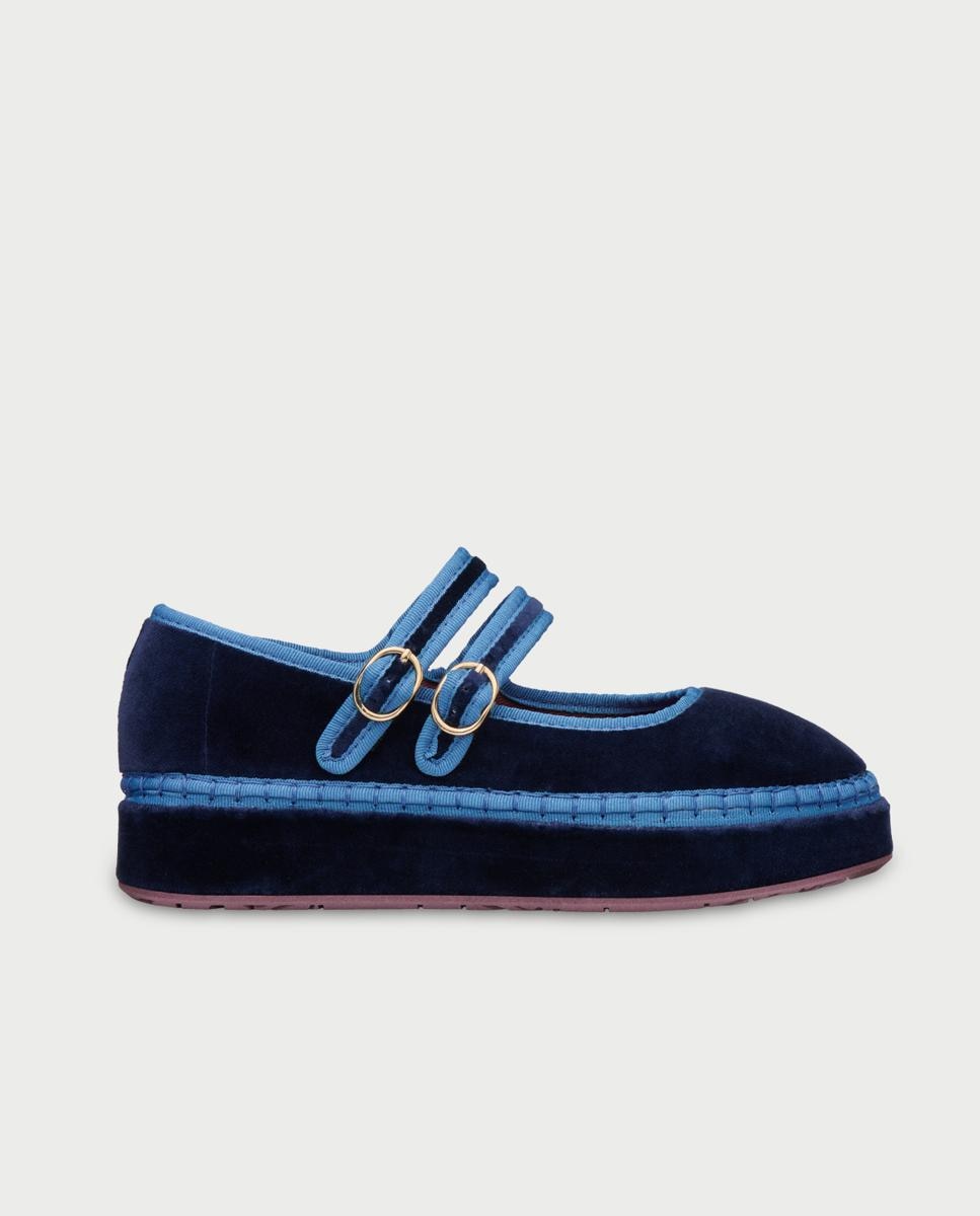 Merceditas de mujer en terciopelo - Flabelus - Navy Navy-1