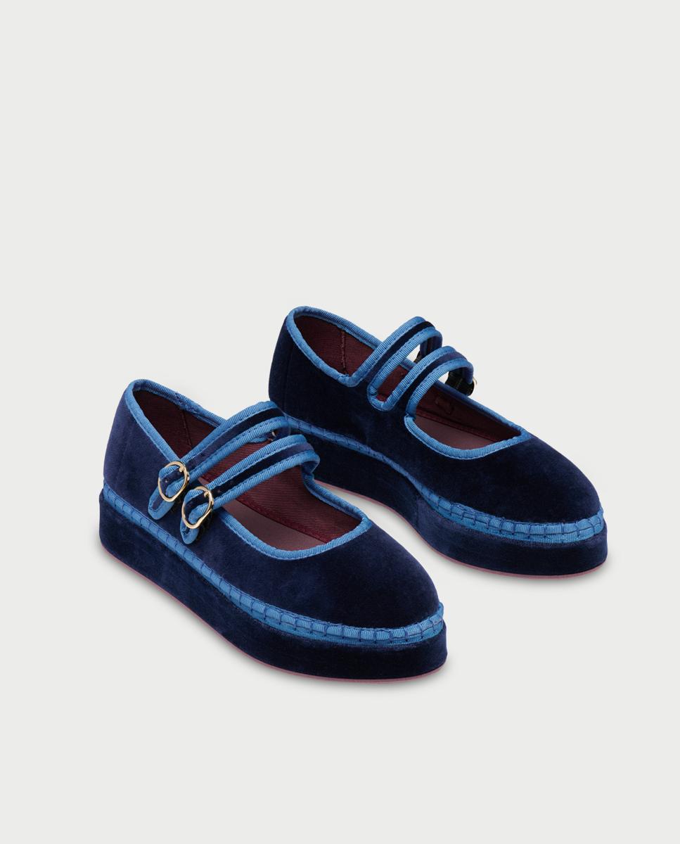Merceditas de mujer en terciopelo - Flabelus - Navy Navy-3