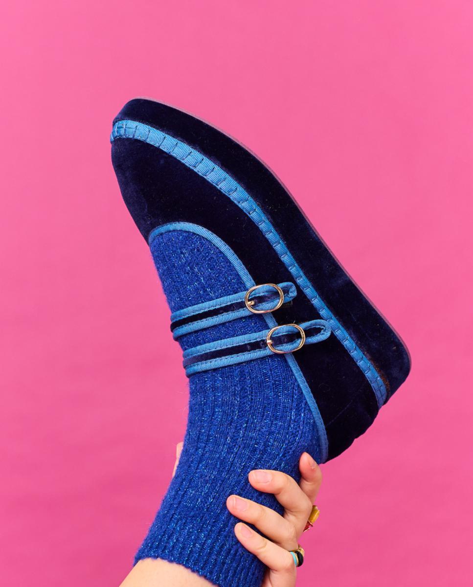 Merceditas de mujer en terciopelo - Flabelus - Navy Navy-4