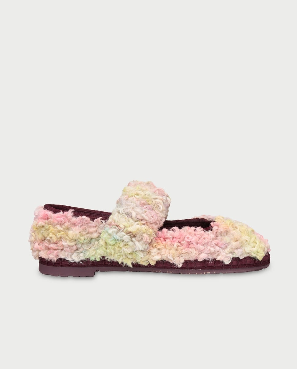 Merceditas de mujer en terciopelo mafalda sherpy - Flabelus - Rosa Rosa-1