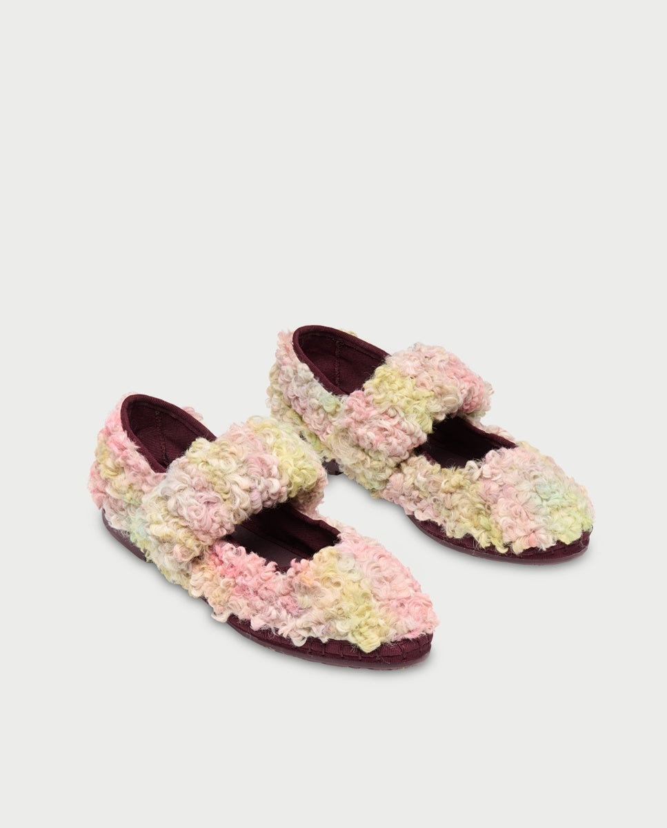 Merceditas de mujer en terciopelo mafalda sherpy - Flabelus - Rosa Rosa-3