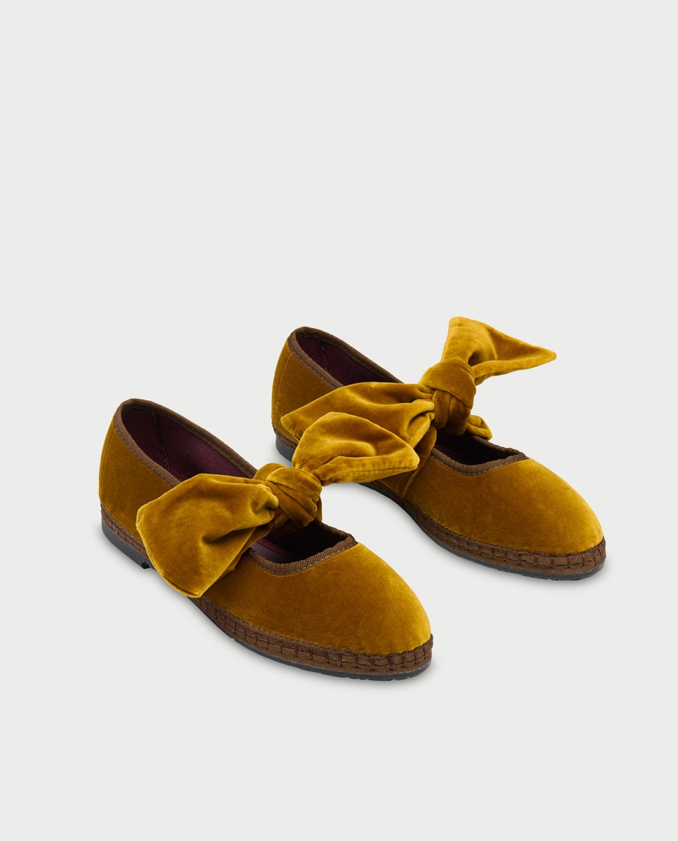 Merceditas de mujer en terciopelo - Flabelus - Ocre Ocre-3