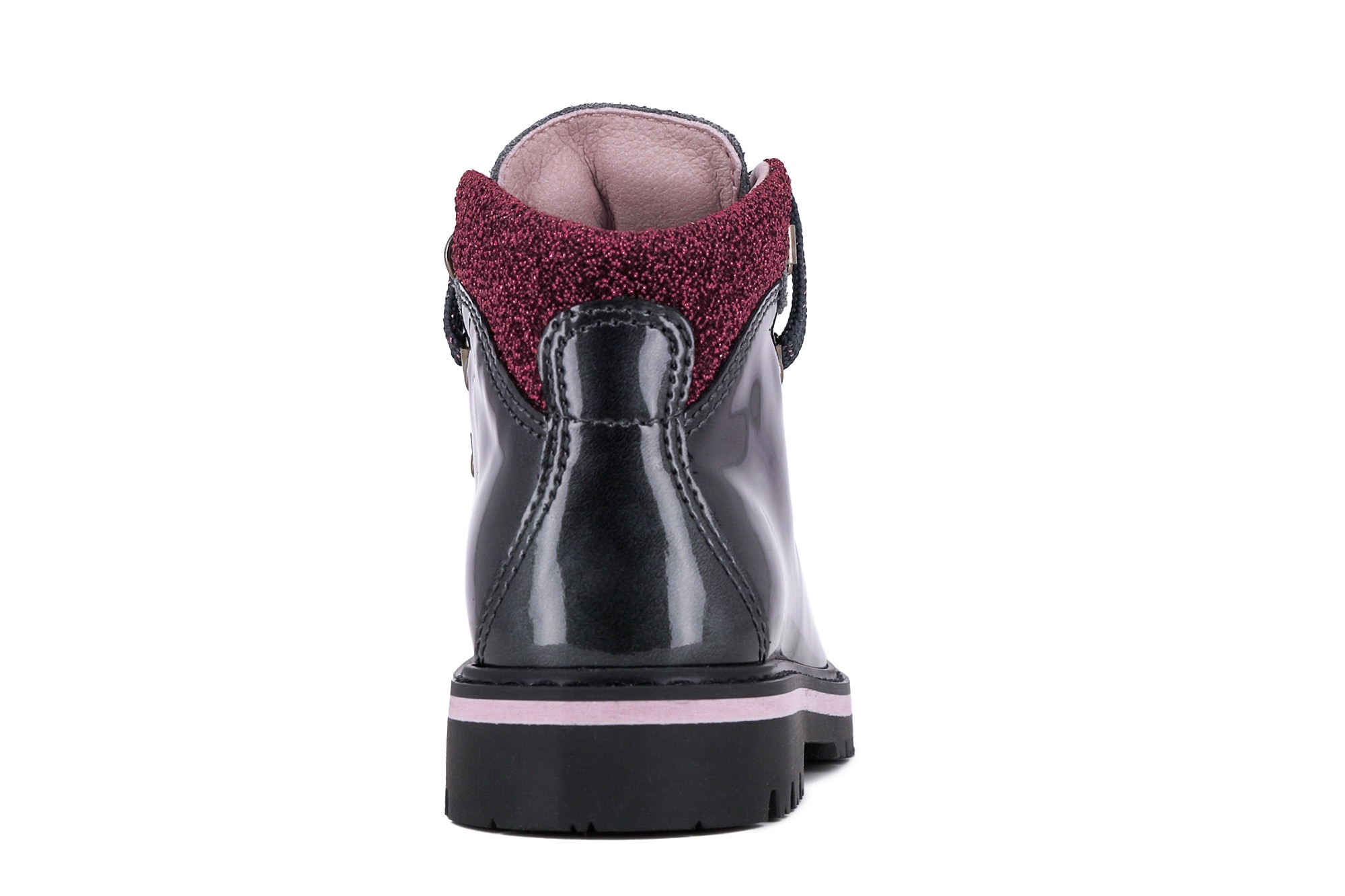 Botas de niña de piel con cordones - Pablosky - Negro / Rosa Negro / Rosa-3