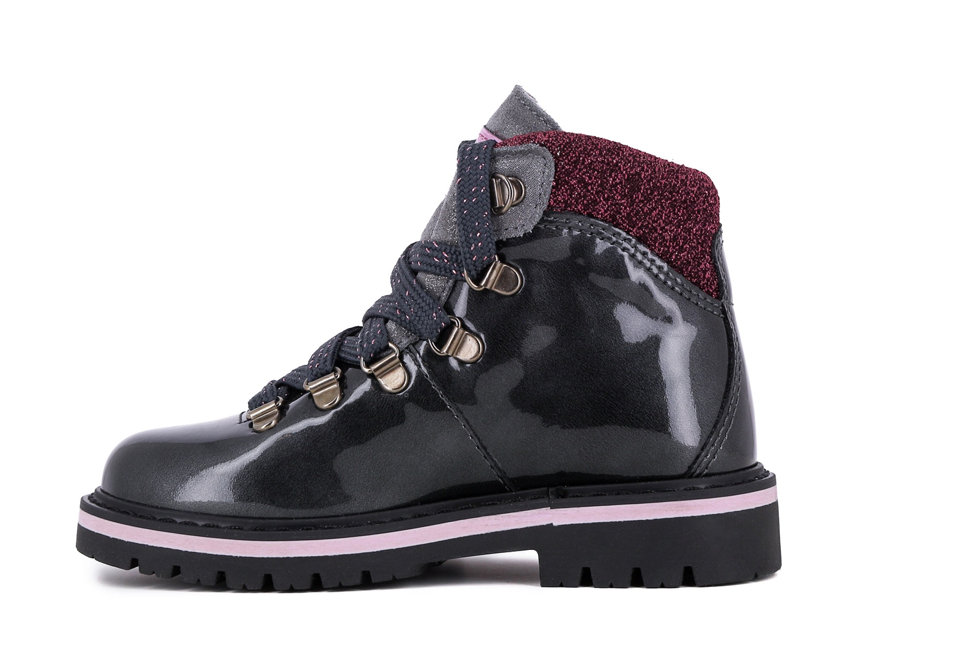Botas de niña de piel con cordones - Pablosky - Negro / Rosa Negro / Rosa-4