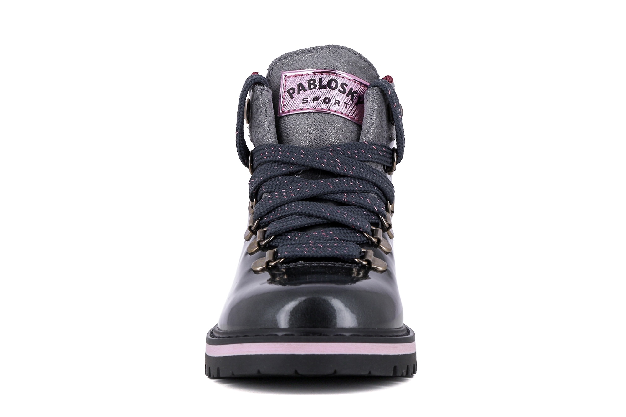 Botas de niña de piel con cordones - Pablosky - Negro / Rosa Negro / Rosa-5