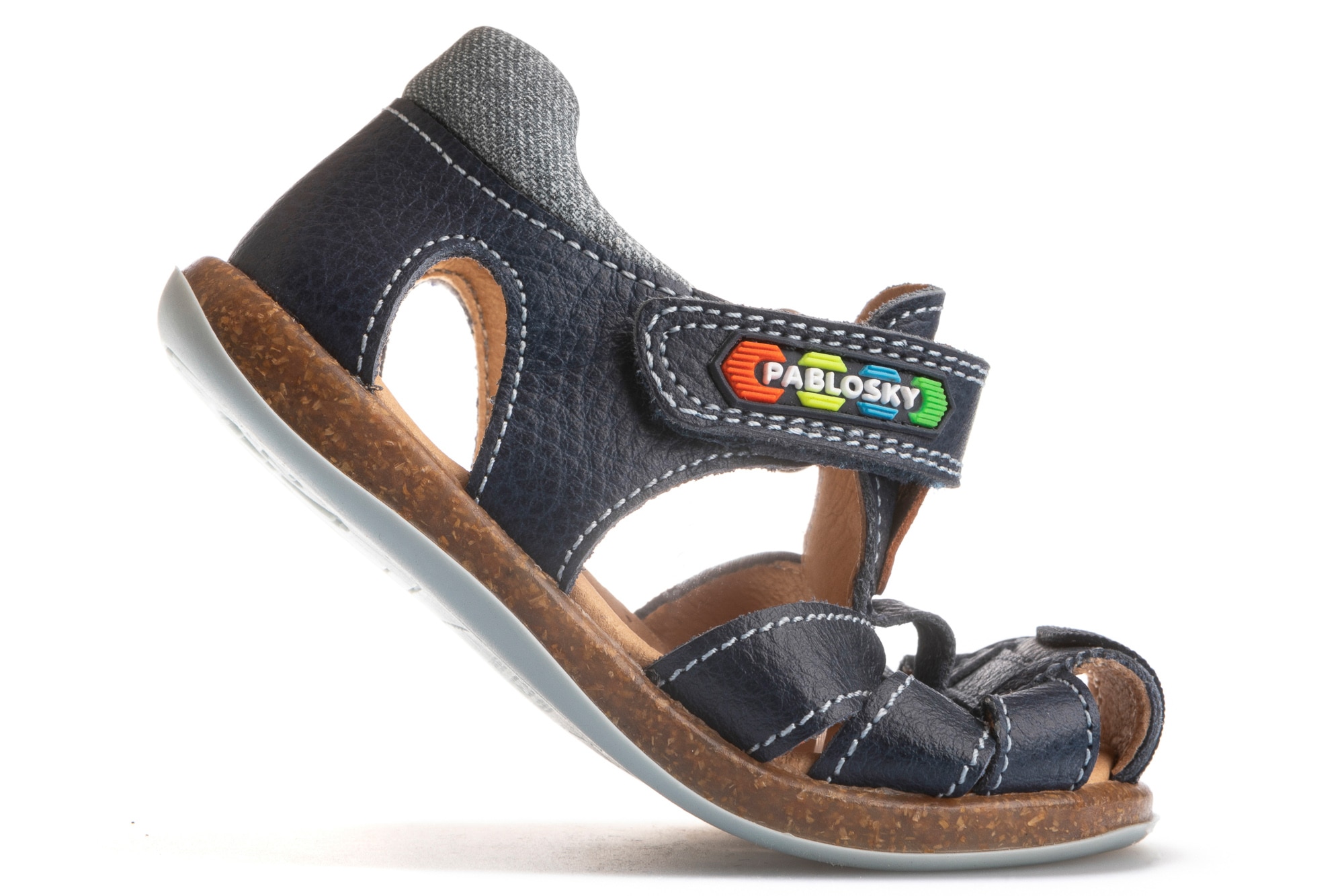 Sandalias de bebé de piel con cierre adherente - Pablosky - Azul oscuro Azul oscuro-2